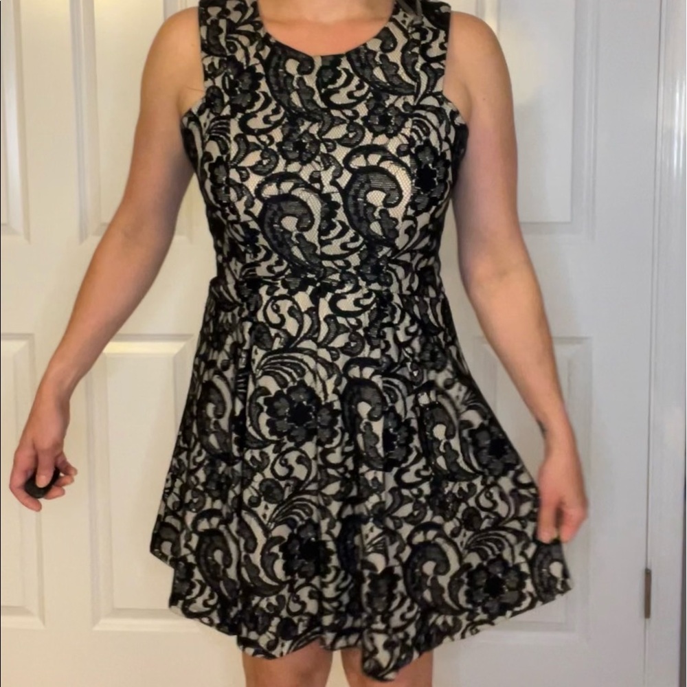 Ivory with Black Lace Cocktail dress.